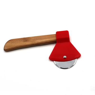 China Disposable Special Ax Shape Pizza Cutter With Handle Tools Bamboo Kitchen Cooking Instrument for sale