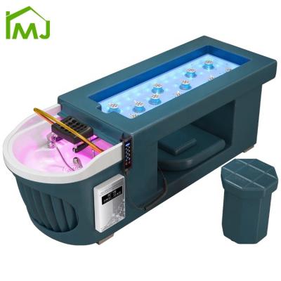 China Modern salon water circulation head therapy massage table fumigation moxibustion hairdresser shampoo bed for sale