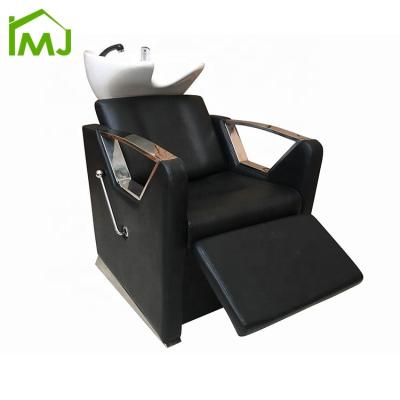 China Modern Half Lying Down Hand Adjustment Salon Barber Chair Shampoo Bowl Sink Chairs for sale