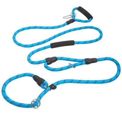 China 2.6m Long Hands Padded Free Rope Slip Lead Reflective Dog Collar Reflective Nylon Leash for sale