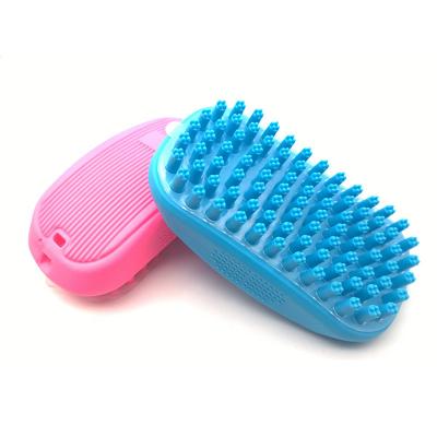 China New Stocked Dog Grooming Pet Shampoo Brush, Massage Bristle Curry Soothing Rubber Comb for Dogs and Cats Washing for sale