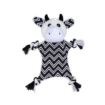 China Wholesale Viable Chew Rope PV Plush Cow Elephant Squeaky Maker Dog Toys Set Black White for sale