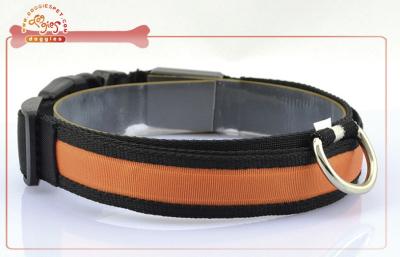 China Waterproof Nylon Adjustable LED Pet Collar For Dog Night Safety With Bright Flashing for sale