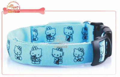 China Printing Hello Kitty LED pet collar have brightly light to keep dog night saftey for sale