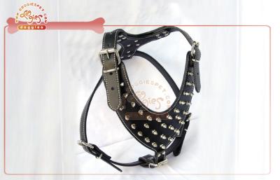 China Cool And Unique Spiked Leather Dog Harness Vest With Adjustable Neck And Chest for sale