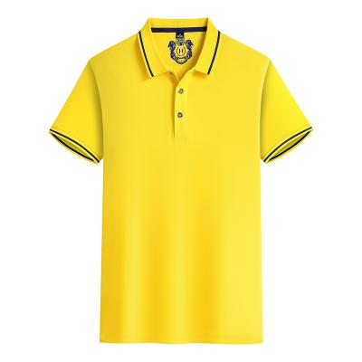 China Anti-wrinkle OEM Services Wholesale Turn-down Collar Polo T-shirts Men Yellow Plain Cotton for sale