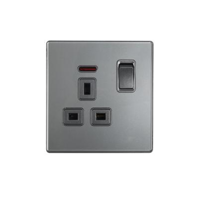 China Large UK Standard Gray Panel Saudi 13A Switched Socket With Neon Wall Sockets UK for sale