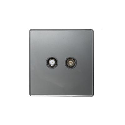 China Large UK Standard Glass Gray Panel Satellite And TV Socket Switch ATM for sale