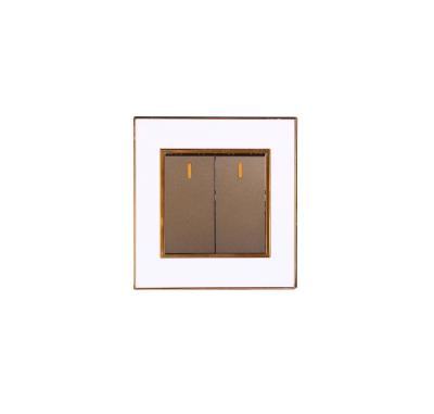 China UK Standard Hot Sale Acrylic/Wood Grain With Plate Plate Switches 2 Strip 1 Way Electrical Wall Switch With Frame Double Decker for sale