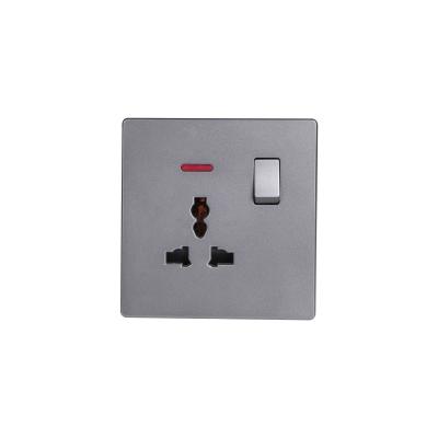 China Matte Gray UK Standard Color Wall Sockets And Switches 3pin Multifunction Switched Socket With Neon for sale