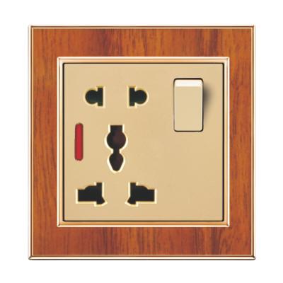 China Best price UK standard wood color 10A+16A 5pin Myanmar socket for sale