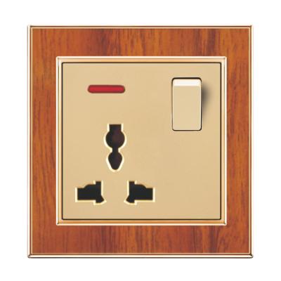 China UK Standard Classic Square Design Wooden Color 16A Universal Switched Socket For Home for sale