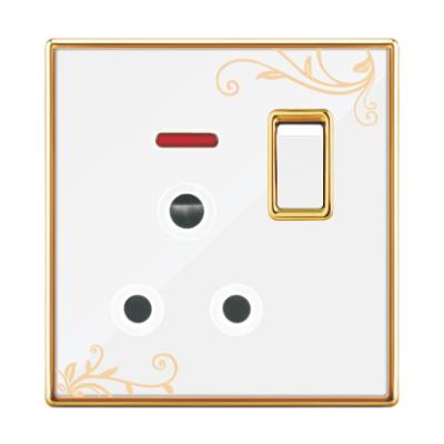 China UK Standard Round Bestseller UK Standard Outlet Acrylic White Texture 15A Switched Socket With Neon for sale