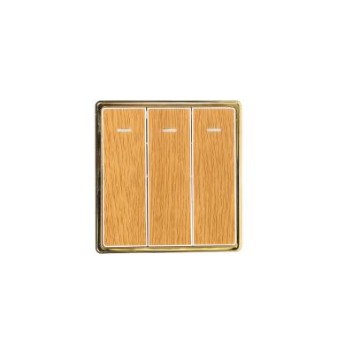 China UK Standard Large Panel Acrylic Face With Gold Frame 1 Strip 4 Way Wall Switch for sale