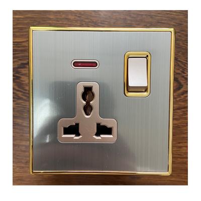 China Hot Sale UK Standard 3 Pin Stainless Steel Multifunctional Switched Socket For Home for sale