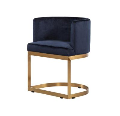 China Velvet Khazana Velvet Fabric Armchair in Gold Steel Base / Modern Classic Velvet Chair for sale