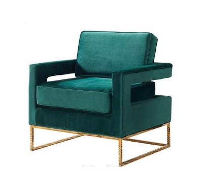 China Velvet Velvet Fabric Armchair in Gold Base / Haleigh Velvet Accent Steel Chair for sale