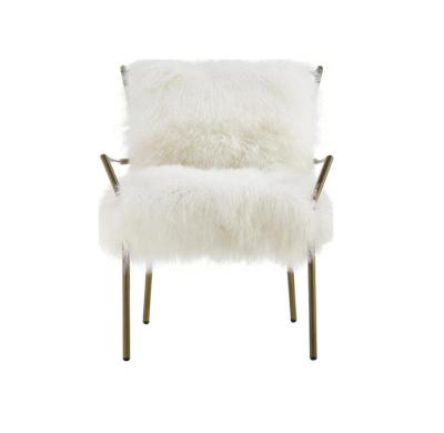 China Sheep skin gold steel frame chair sheep skin chair/sheep wool for sale