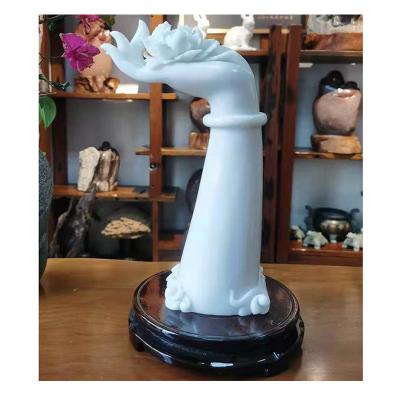 China Natural White Indoor Noise Art Modern Design Jade Tabletop Garden Statue Sculpture for sale