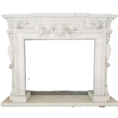 China Modern White Marble Fireplaces Mantel Statue Decoration Fireplace Sculpture for sale