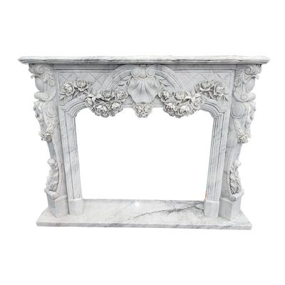 China Modern Modern White Marble Carving Fireplace Classic Marble Surround for sale