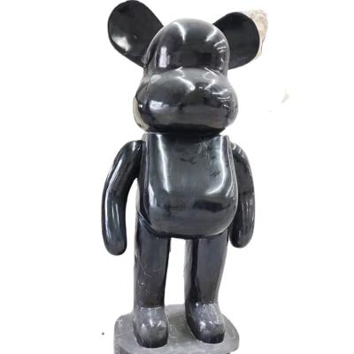 China Modern Brick Indoor Marble Sculpture Bear Bear Brick Natural Black Stone Statue for sale