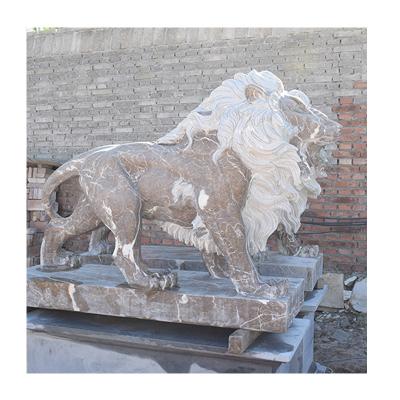 China Hot Sale Modern Lion Status Stone Handmade Front Door Animal Sculpture Decor for sale