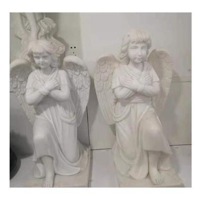 China Modern Western Style Cemetery Cemetery Hand Made Garden Angel Statue Pure White Sculpture for sale