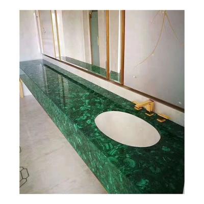 China Luxury Green Jade Agate Marble Gemstone Coffee Makeup Vanity Counter Table Top for sale