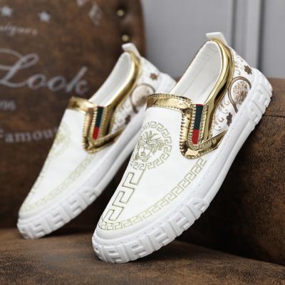 China Vintage Men's Fashion Handsome Stretch Casual Loafers Slip-On Shoes Comfortable Lightweight Vintage Men's Flat Boat Shoes Cushioning for sale