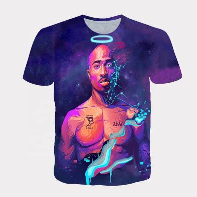 China Hot Sale Anti-wrinkle Summer 3D Digital Printing T-shirt Hip Hop Singer Character Fashion Shorts Sleeve Fashion Men's Casual T-shirt for sale