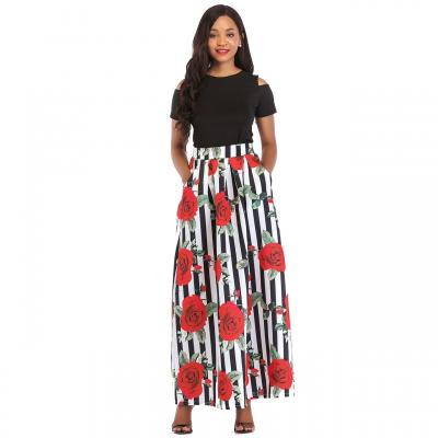 China Breathable Two Pieces Fashion Wholesale Sexy Hot Sale Women African Floral Print Maxi Long Skirt for sale