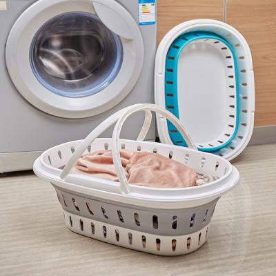 China Minimalist Folding Plastic Automatic Custom Space Saving Basket With Handle Organizer Basket Large Folding Storage Laundry Hamper for sale