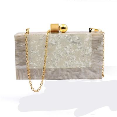 China Fashoion 2021 Summer New Pearl Acrylic One-shoulder Clutch Bag Quilted Cross - Body Bag Chain Evening Clutches For Women for sale