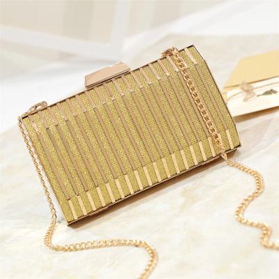 China Fashoion New Arrival Metal PU Lady Clutch Bag Shoulder Leather Cross - Body Bag Chain Evening Clutches for sale