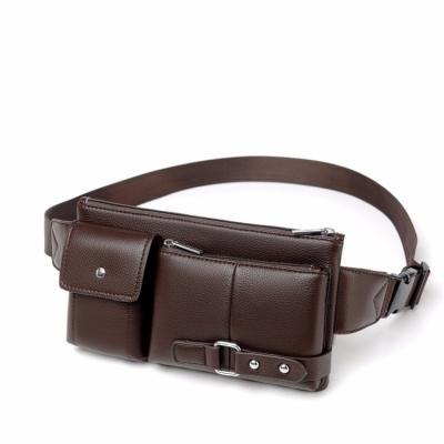 China Water Proof Men's Multifunctional PU Leather Waist Packs Belt Bag Male Pussy Body Mobile Phone Travel Bag Trunk Cross Bags for sale