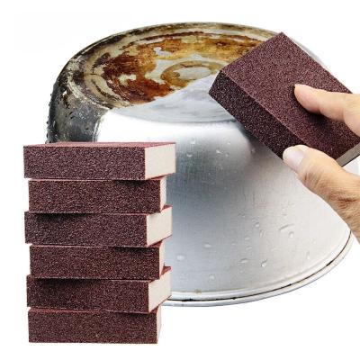 China Sustainable Kitchen Emery Sponge Removing Rust Cleaning Cotton Tools Descaling Clean Rub Pot Nano Sponge for sale