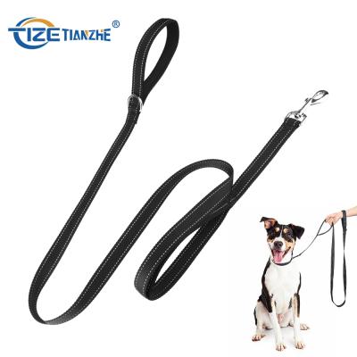 China New Arivial Tize Reflective Double Handle Dog Leash Customized Length Pet Leashes With Super Reflective Branding for sale