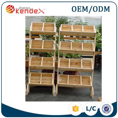 China Supermarket hot sale wooden fruit vegetable display rack with cube for supermarket for sale