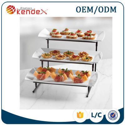 China Supermarket Customized 3 Tire Metal Bakery Display Unit With Tray for sale