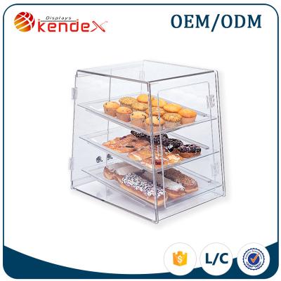 China Supermarket Wholesale 3 Tier Bakery Showcase Cake Display Clear Acrylic for sale