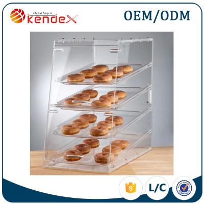 China Supermarket Clear Acrylic Donut Display Box For Cake Food Kiosk Acrylic Food Display Case for sale