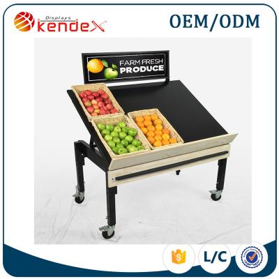 China Supermarket hot sale fruit and vegetable display rack with lockable caster for supermarket and counter for sale