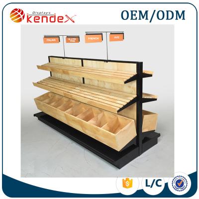 China Supermarket Customized Bakery Display Furniture Wooden Shelf For Bakery Shop for sale