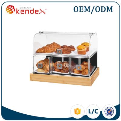 China Clear Acrylic Supermarket Countertops Bread Display Showcase For Bakery Store for sale