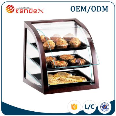 China Supermarket Wooden And Glass Bread Display Cabinet Cupcake Display Trays For Bakery Counter D for sale