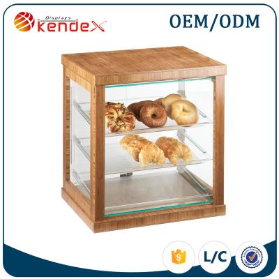 China Supermarket 3 Tire Wooden Bread Display Stand Bakery For Cake Storage for sale