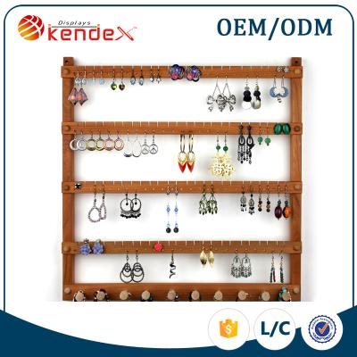 China Custom Wall Mounted Wooden Supermarket Earring Display Stand For Jewelery Fixtures for sale