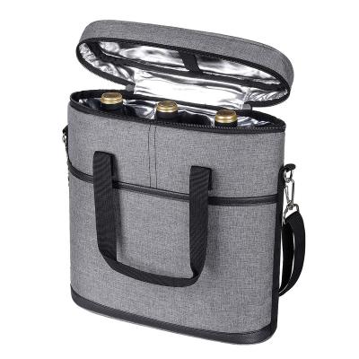 China Travel Waterproof Insulated 3 Bottle Wine Carrier Tote Bag Breast Milk Cooler Bag With Shoulder Strap Pad for sale