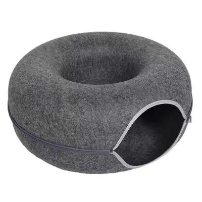 China Bestselling Felt Tunnel Wool Pet Store Cat Nest Felt Cat Bed Detachable Warming Tunnel Pet Bed for sale